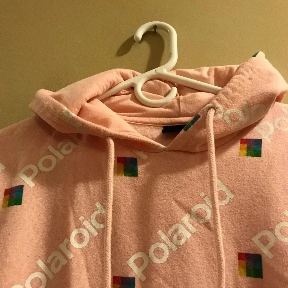 Polaroid Brand Women's Pink Logo Hoodie Sweatshirt Size Medium - Picture 2 of 9